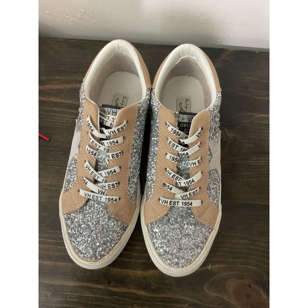 Vintage Havana Silver Glitter Tan Star Sneakers Sz 8.5